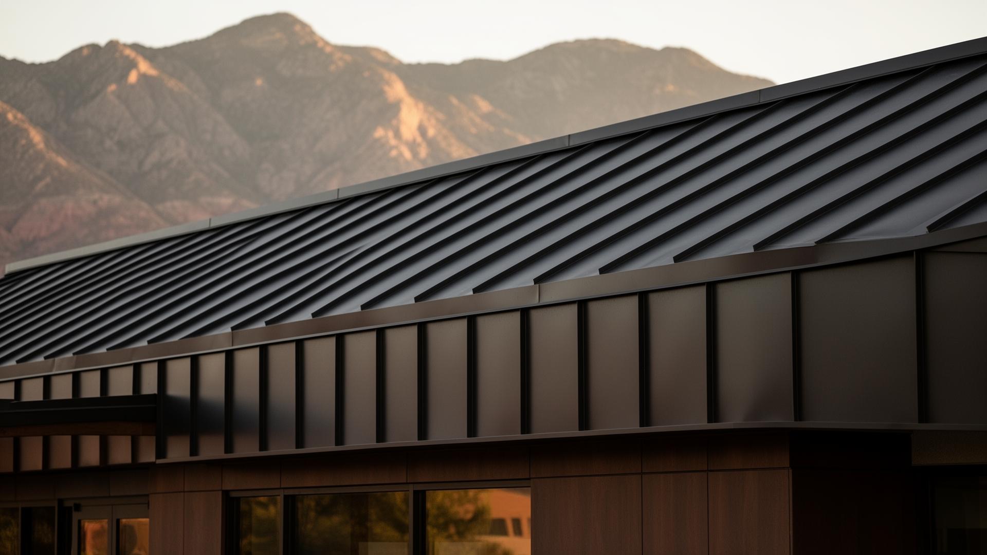 Standing-seam metal roof against the Utah mountains
